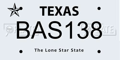 BAS138 Texas License Plate