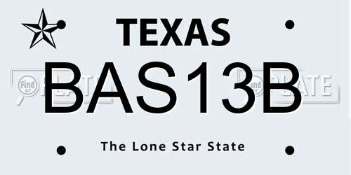 BAS13B Texas License Plate