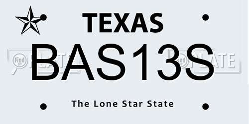 BAS13S Texas License Plate