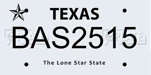 BAS2515 Texas License Plate