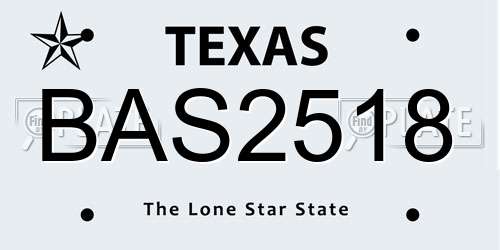 BAS2518 Texas License Plate