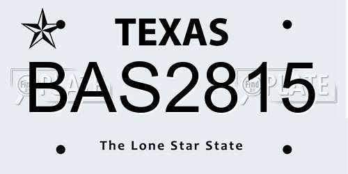 BAS2815 Texas License Plate