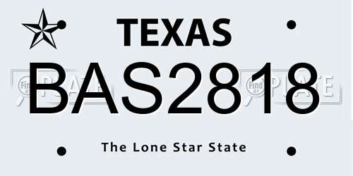 BAS2818 Texas License Plate