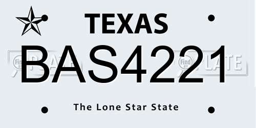 BAS4221 Texas License Plate