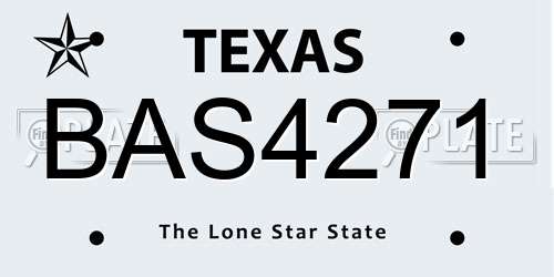 BAS4271 Texas License Plate
