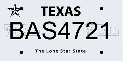 BAS4721 Texas License Plate