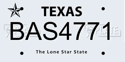 BAS4771 Texas License Plate