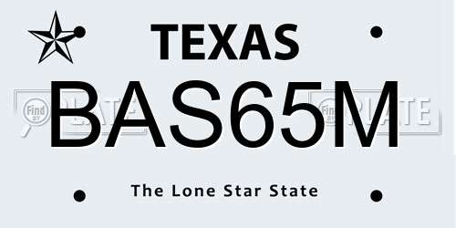 BAS65M Texas License Plate