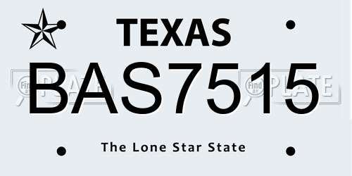 BAS7515 Texas License Plate