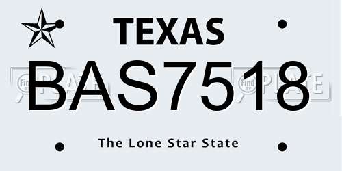 BAS7518 Texas License Plate