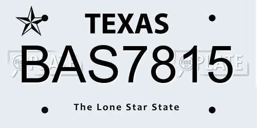 BAS7815 Texas License Plate