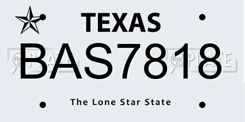 BAS7818 Texas License Plate