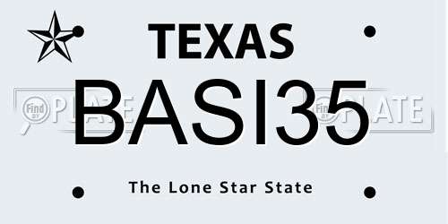 BASI35 Texas License Plate