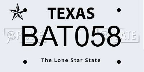 BAT058 Texas License Plate
