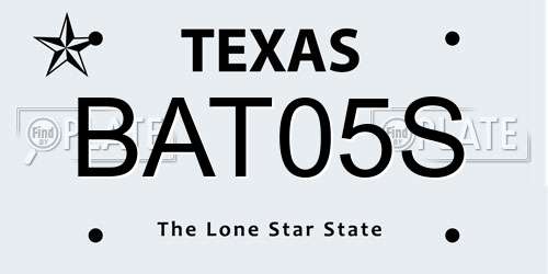 BAT05S Texas License Plate