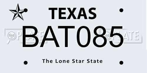 BAT085 Texas License Plate