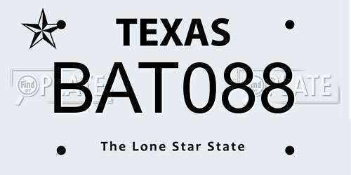BAT088 Texas License Plate
