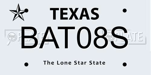 BAT08S Texas License Plate