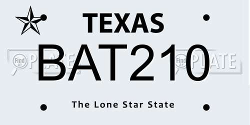BAT210 Texas License Plate