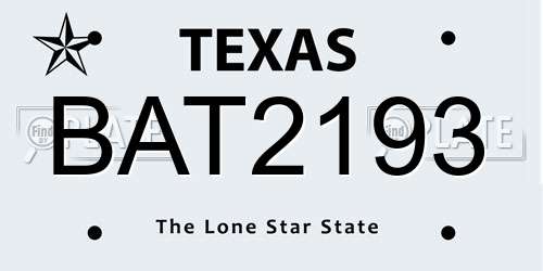 BAT2193 Texas License Plate