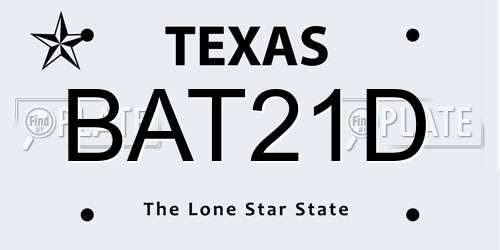 BAT21D Texas License Plate