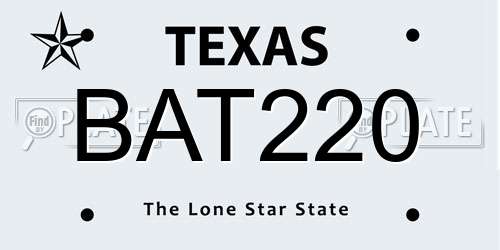 BAT220 Texas License Plate