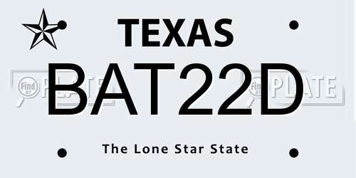 BAT22D Texas License Plate