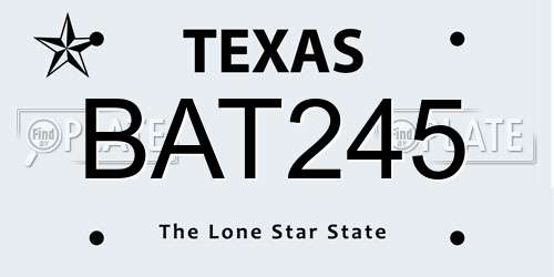 BAT245 Texas License Plate