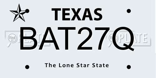 BAT27Q Texas License Plate