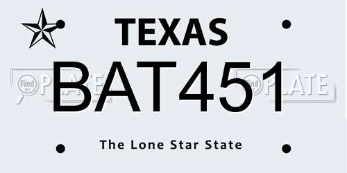 BAT451 Texas License Plate