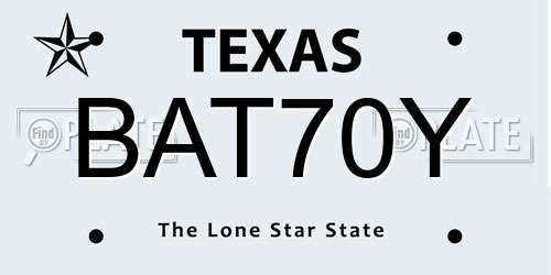BAT70Y Texas License Plate