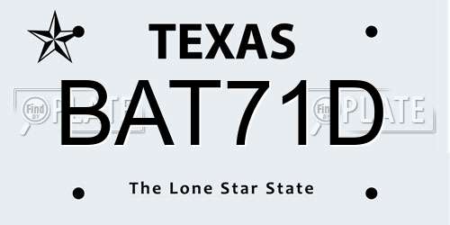 BAT71D Texas License Plate