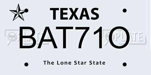BAT71O Texas License Plate