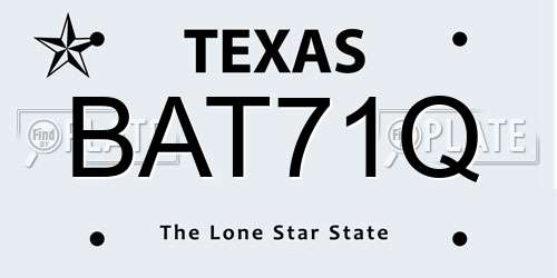 BAT71Q Texas License Plate