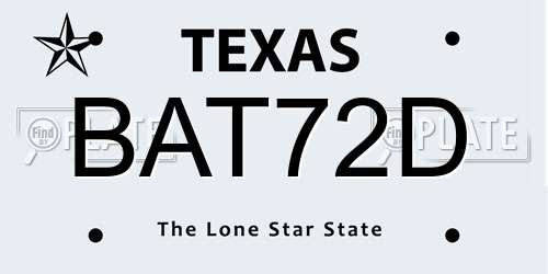 BAT72D Texas License Plate
