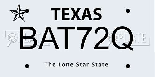 BAT72Q Texas License Plate