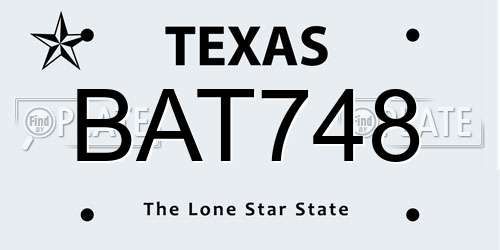 BAT748 Texas License Plate