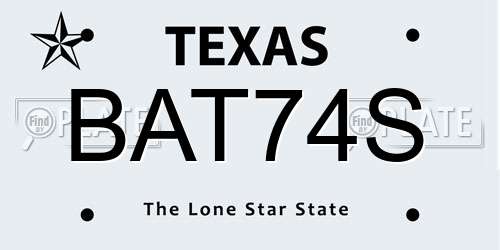 BAT74S Texas License Plate