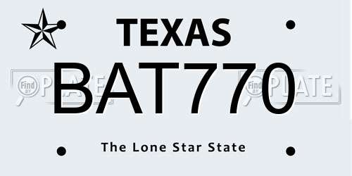 BAT770 Texas License Plate