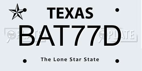 BAT77D Texas License Plate