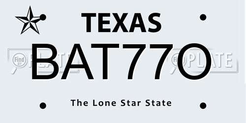 BAT77O Texas License Plate