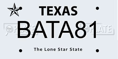 BATA81 Texas License Plate