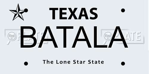 BATALA Texas License Plate