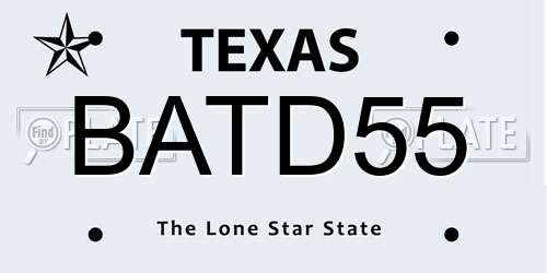 BATD55 Texas License Plate