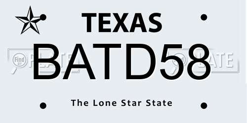 BATD58 Texas License Plate