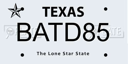 BATD85 Texas License Plate