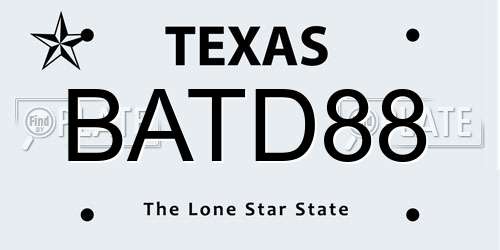 BATD88 Texas License Plate