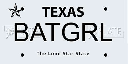 BATGRL Texas License Plate