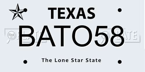 BATO58 Texas License Plate