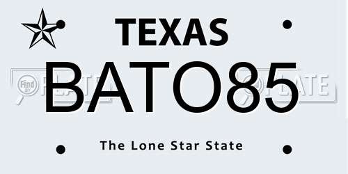 BATO85 Texas License Plate